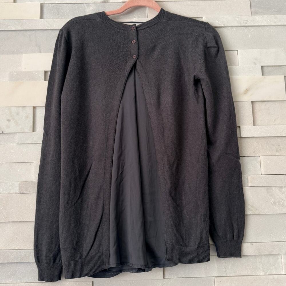 SISLEY Angora and Silk Chiffon Layered Open Back Long Sleeve Trapeze Sweater S